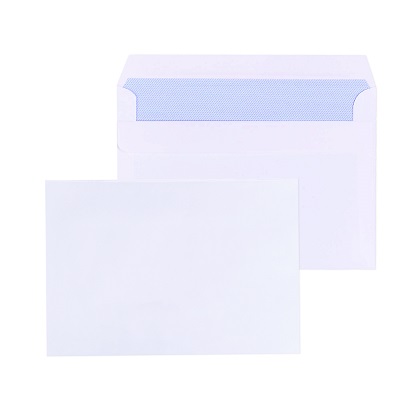 5000 x C6 Plain Self Seal Envelopes 114x162mm - White, 80gsm